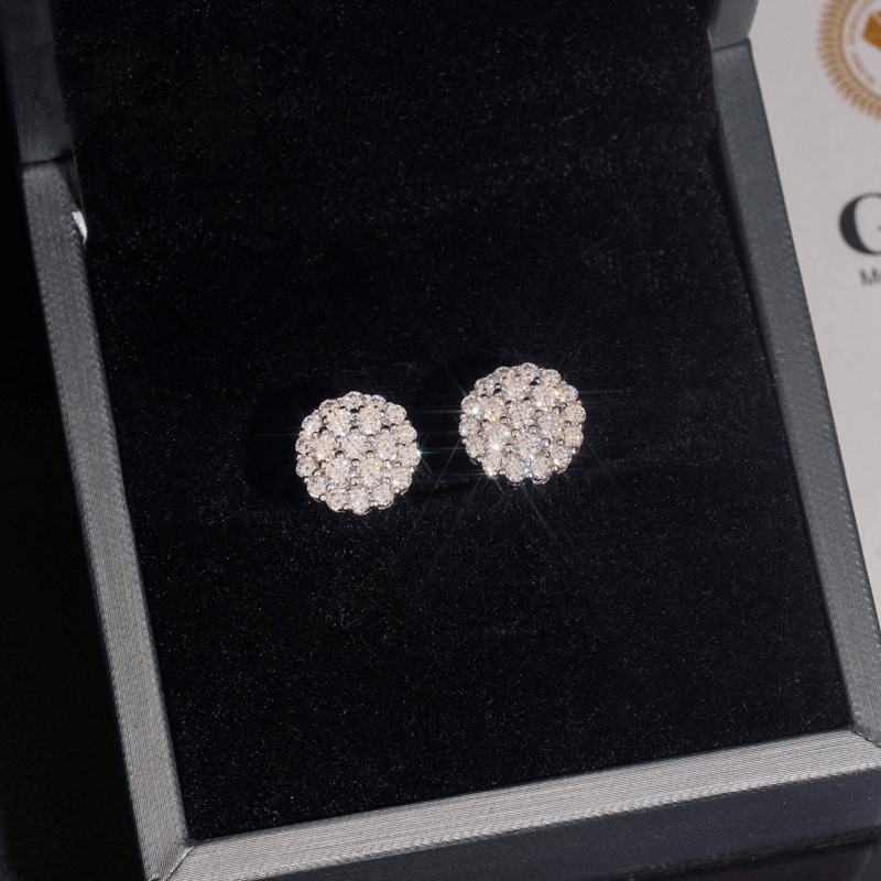 GL Fashion  Round Cut VVS Diamond Moissanite Classic Silver Earrings
