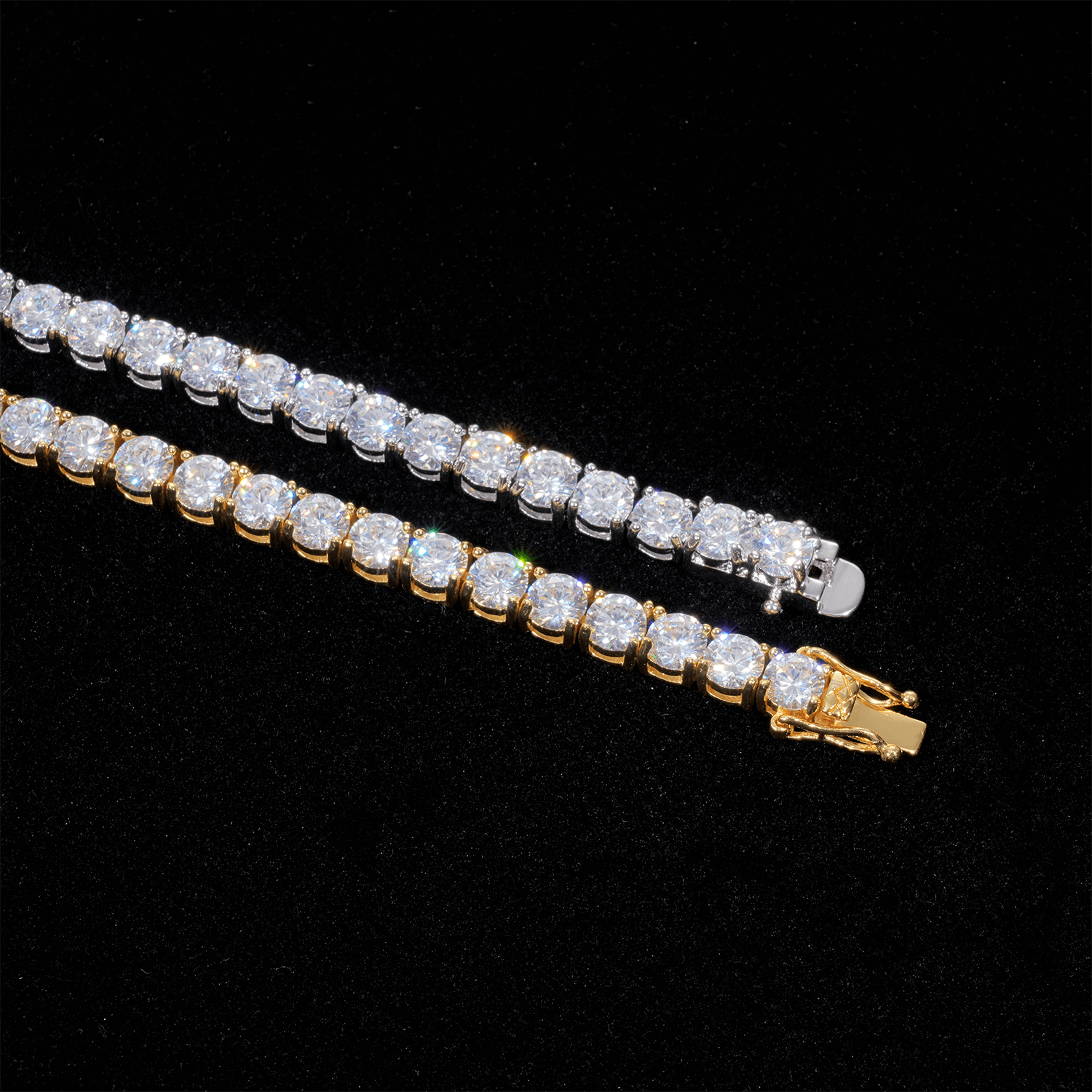 GL3MM 4MM 6MM 5A+ Diamond Tennis Chain 14K Gold Plated