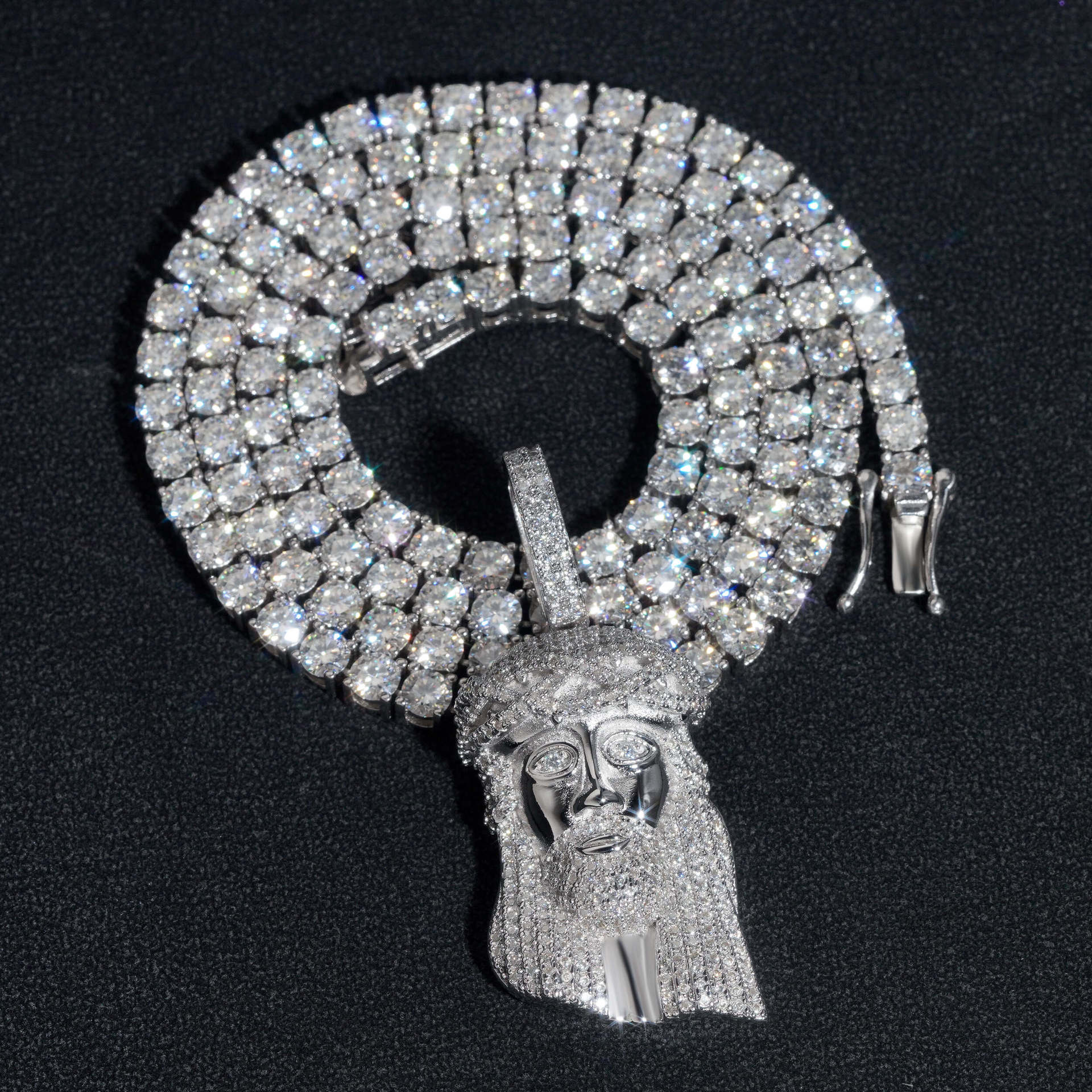 GL Silver VVS Moissanite Iced Out Jesus Pendant