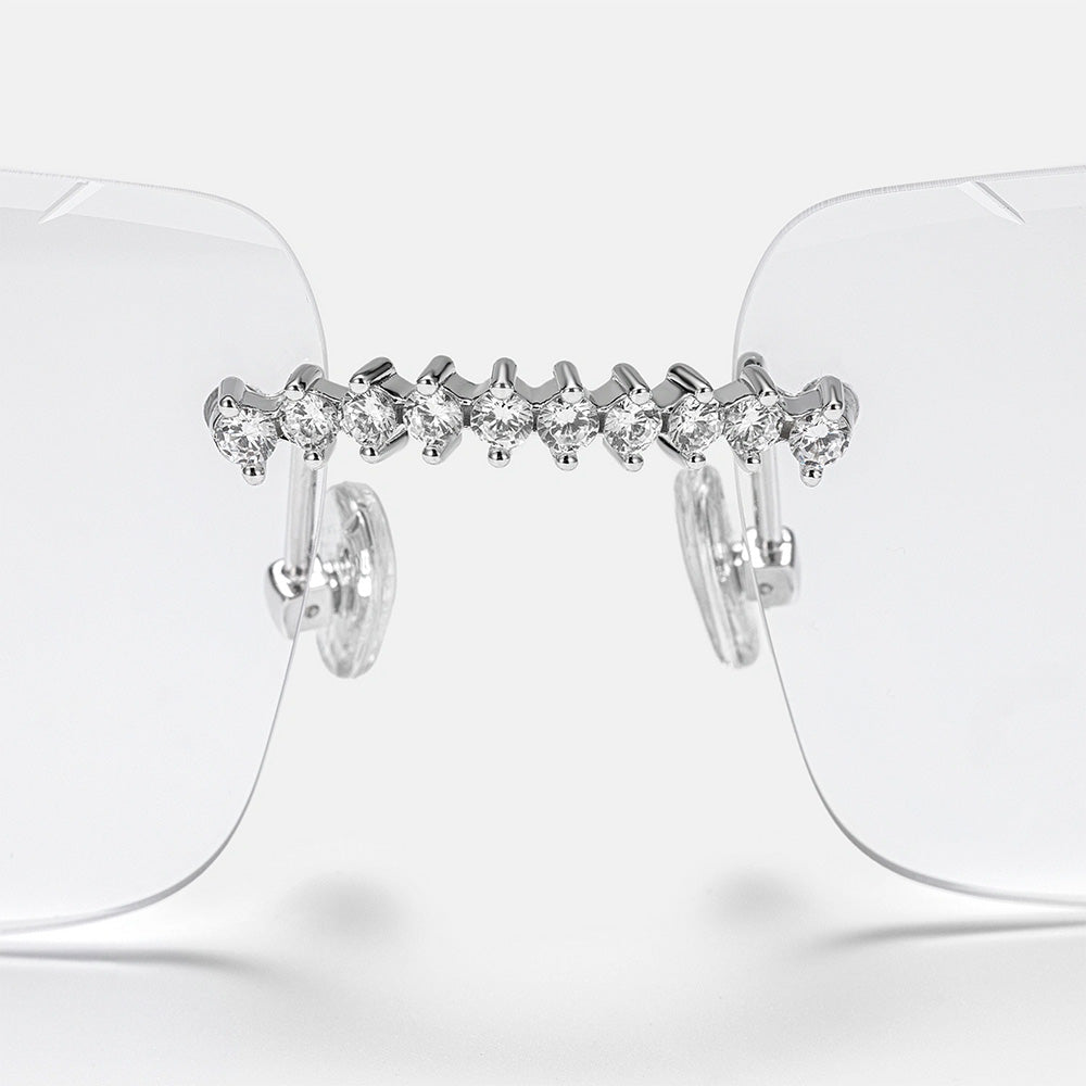 GL Hip-Hop Rimless Sunglasses VVS Moissanite Inlay Metal Arms & Multicolor Lenses