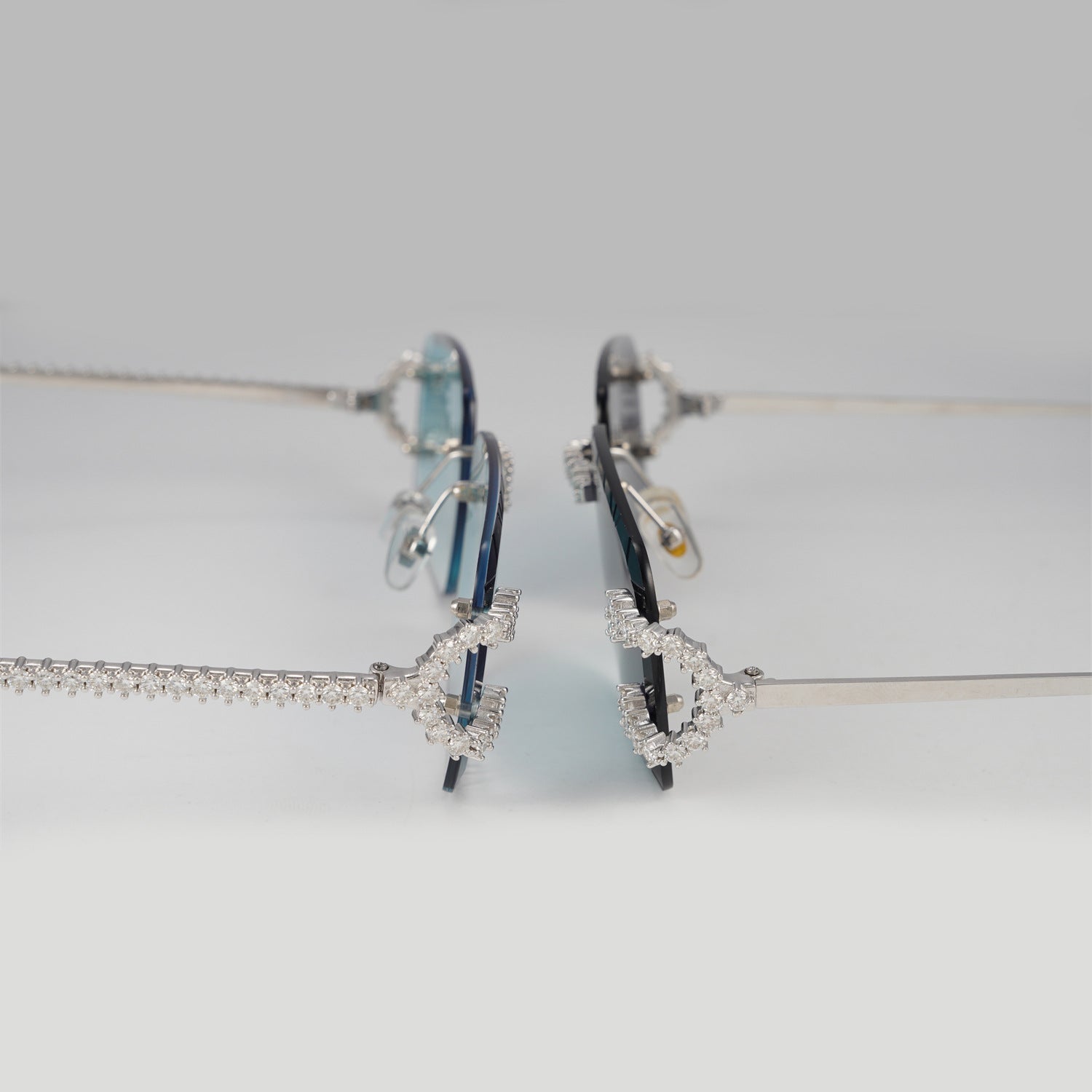 GL Hip-Hop Rimless Sunglasses VVS Moissanite Inlay Metal Arms & Multicolor Lenses