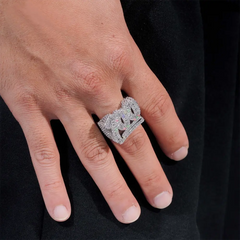 GL Iced Out Prong Setting Baguette Moissanite  Rings