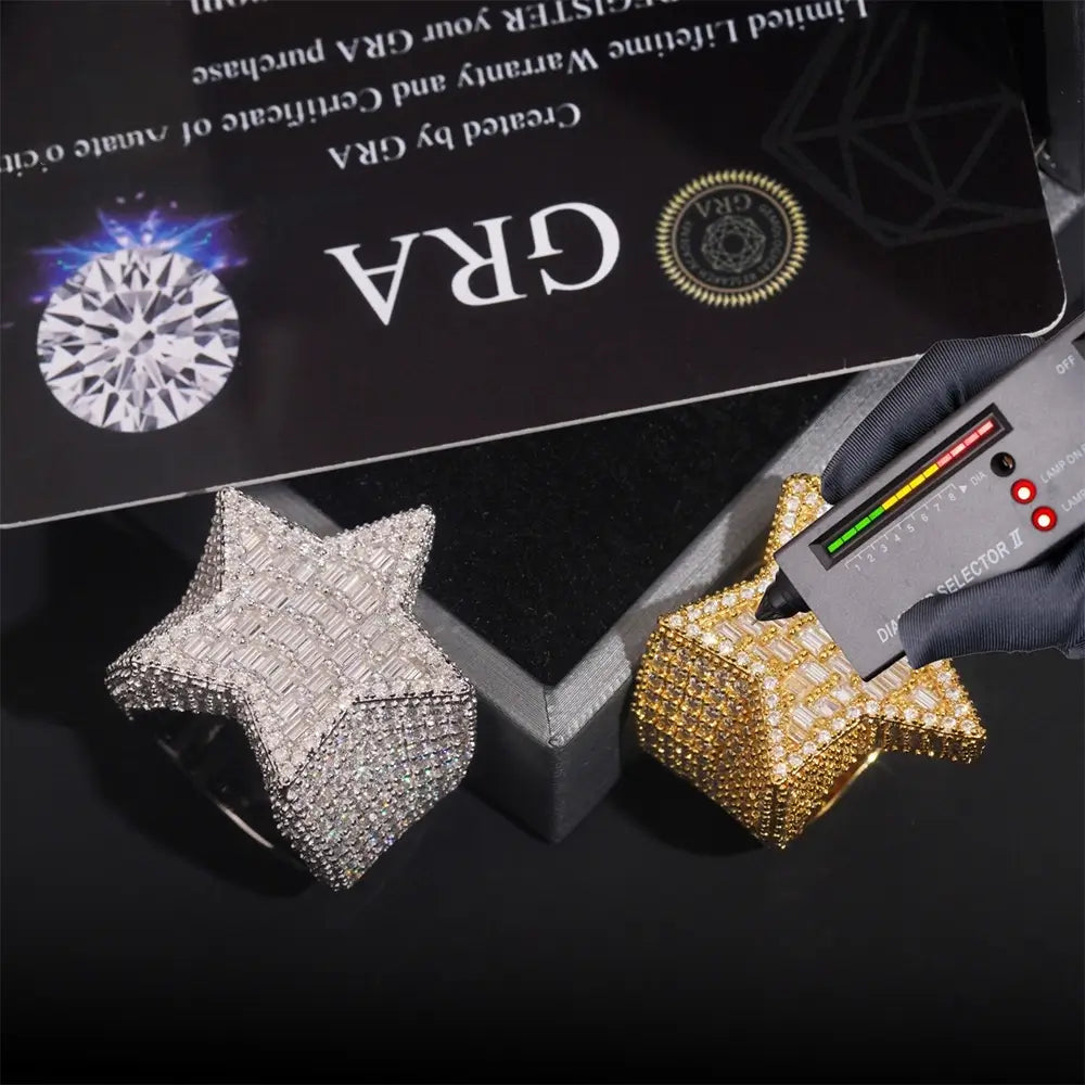 GL Hip Hop Star Boys Ring S925 Silver Moissanite Full Set With Personalized Trendy Ring