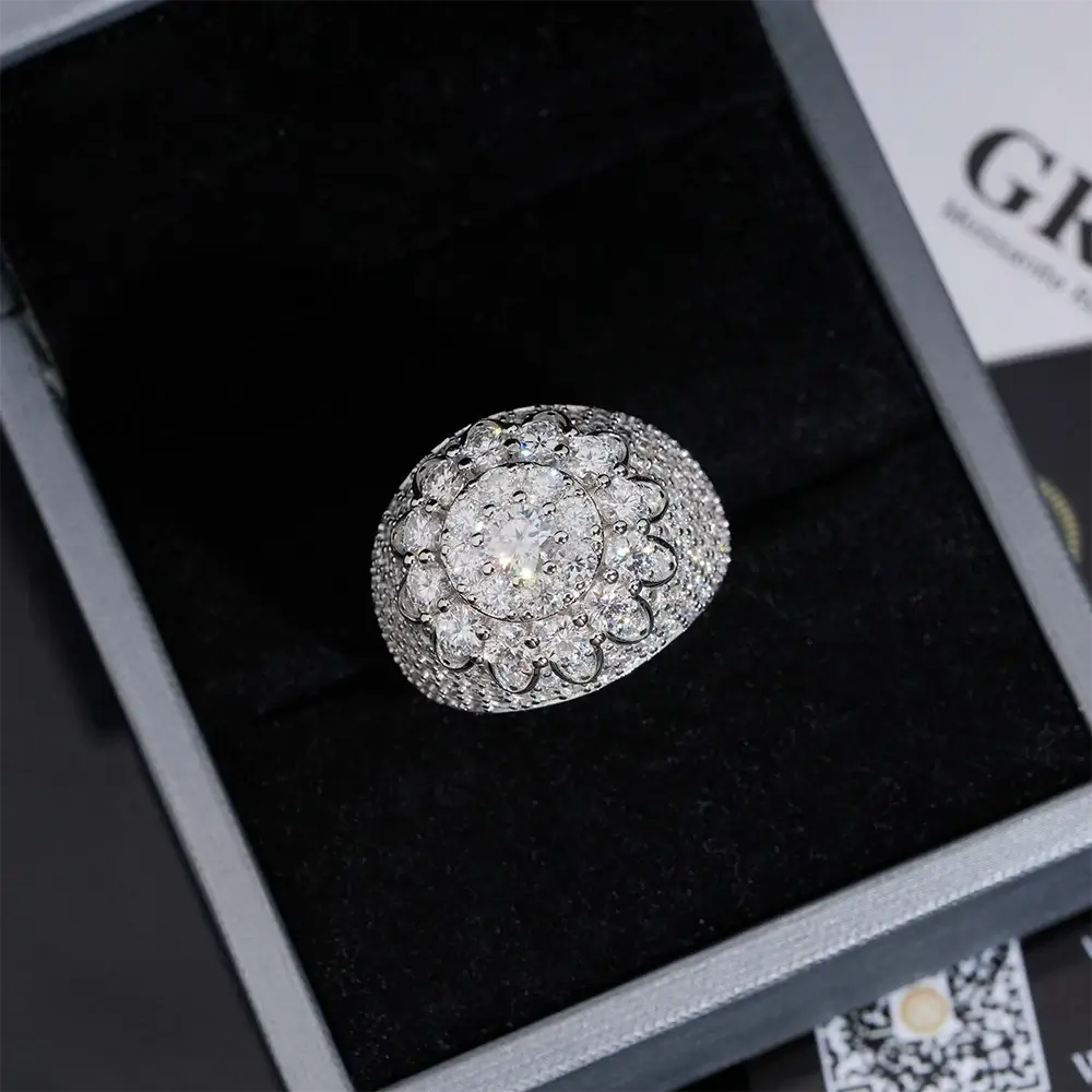GL Hip Hop Fine Jewelry 925 Sterling Silver VVS Moissanite Diamond Ring