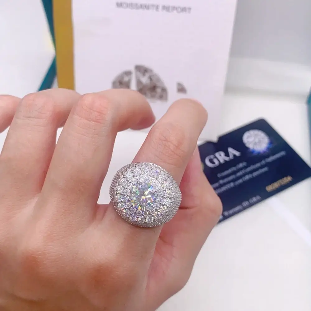 GL Hip Hop Fine Jewelry 925 Sterling Silver VVS Moissanite Diamond Ring