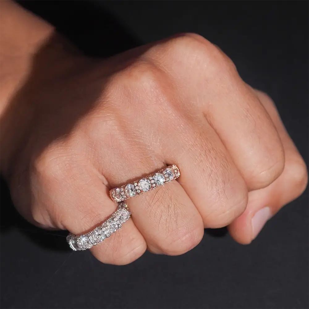 GL 925 Sterling Silver Gold Plated  Round Moissanite Engagement Ring