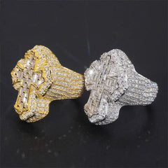 【US 3 Days Delivery】GL Cross Moissanite 925 Sterling Silver Hip Hop Ring