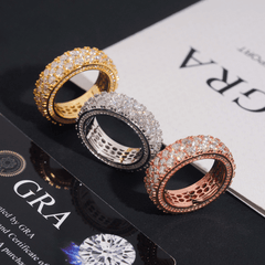 GL Iced Out Two Rows VVS Moissanite Hip Hop Ring