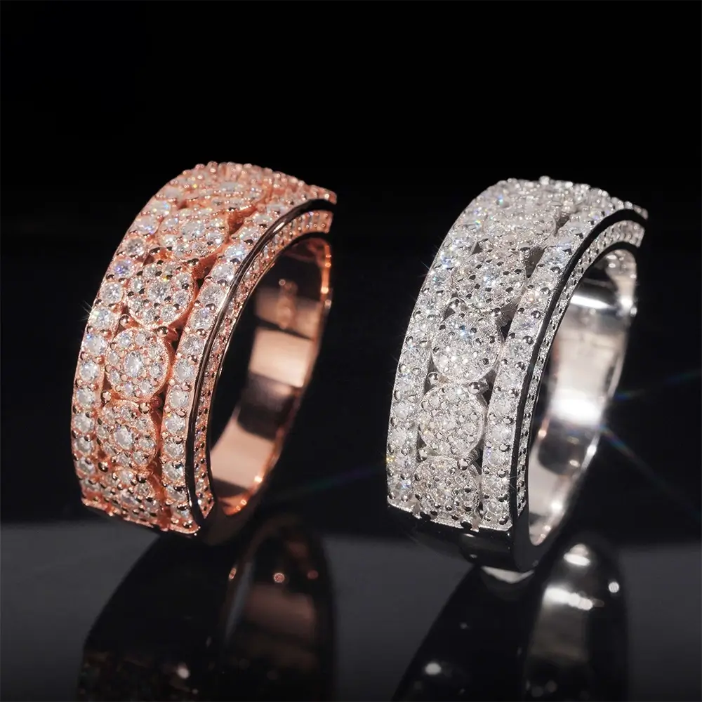 【US 3 Days Delivery】GL Iced Out Round cut Eternity Band Moissanite Ring