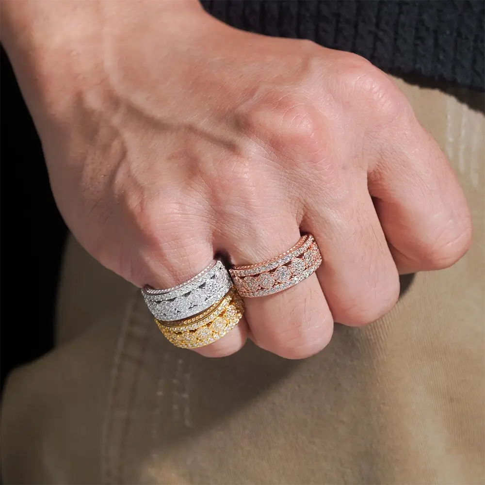【US 3 Days Delivery】GL Iced Out Round cut Eternity Band Moissanite Ring
