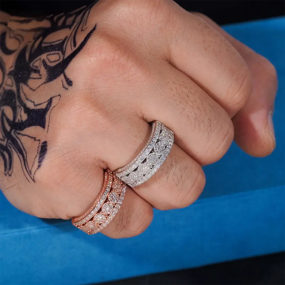【US 3 Days Delivery】GL Iced Out Round cut Eternity Band Moissanite Ring