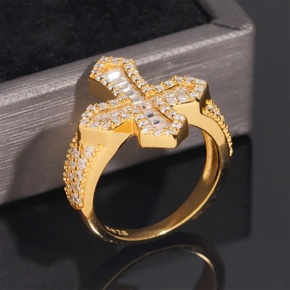 GL BAGUETTE MOISSANITE Diamond Cross Ring