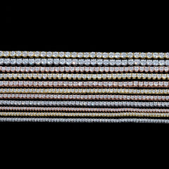 GL3MM 4MM 6MM 5A+ Diamond Tennis Chain 14K Gold Plated