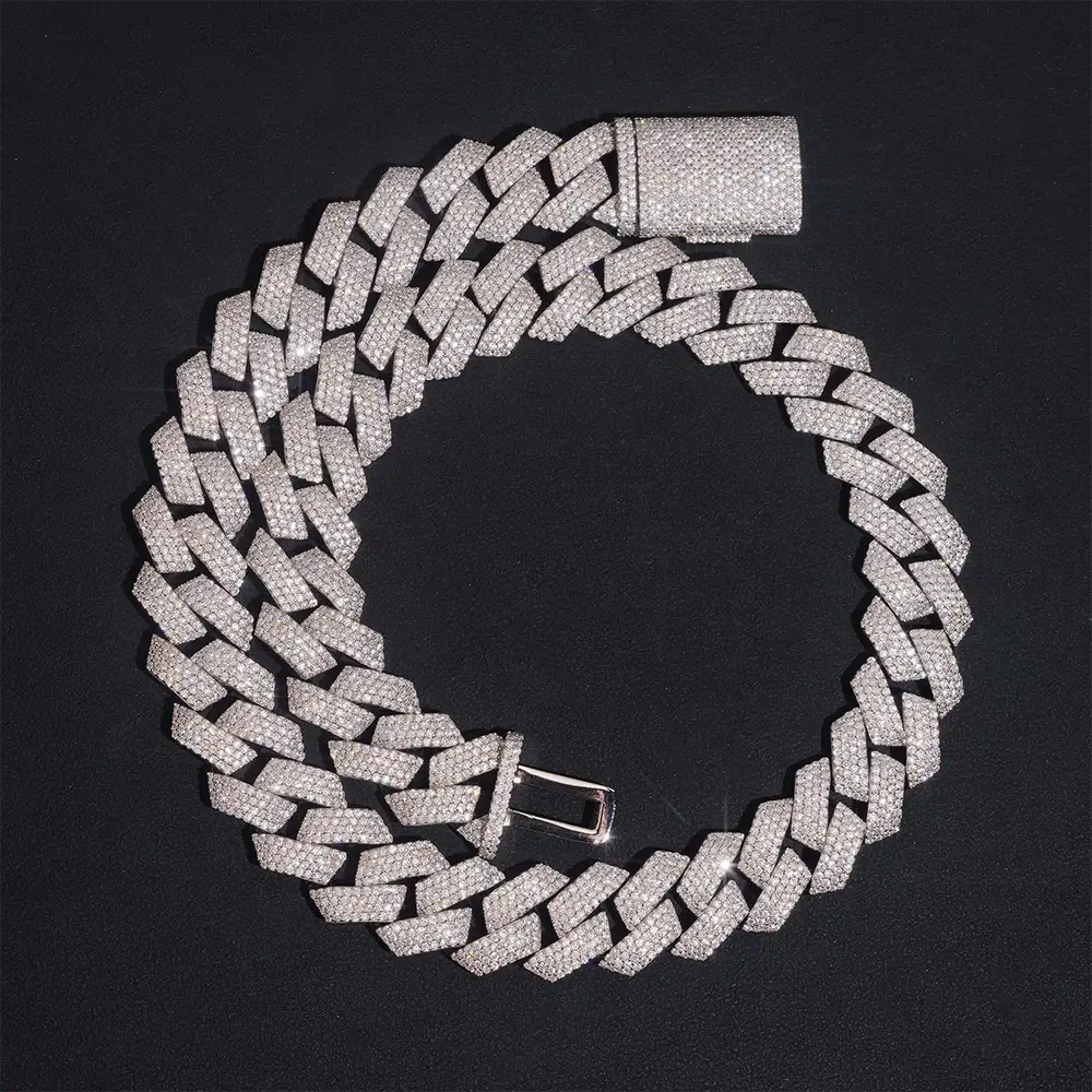 18mm 4 Rows EDG VVS Moissanite Cuban Link Chain