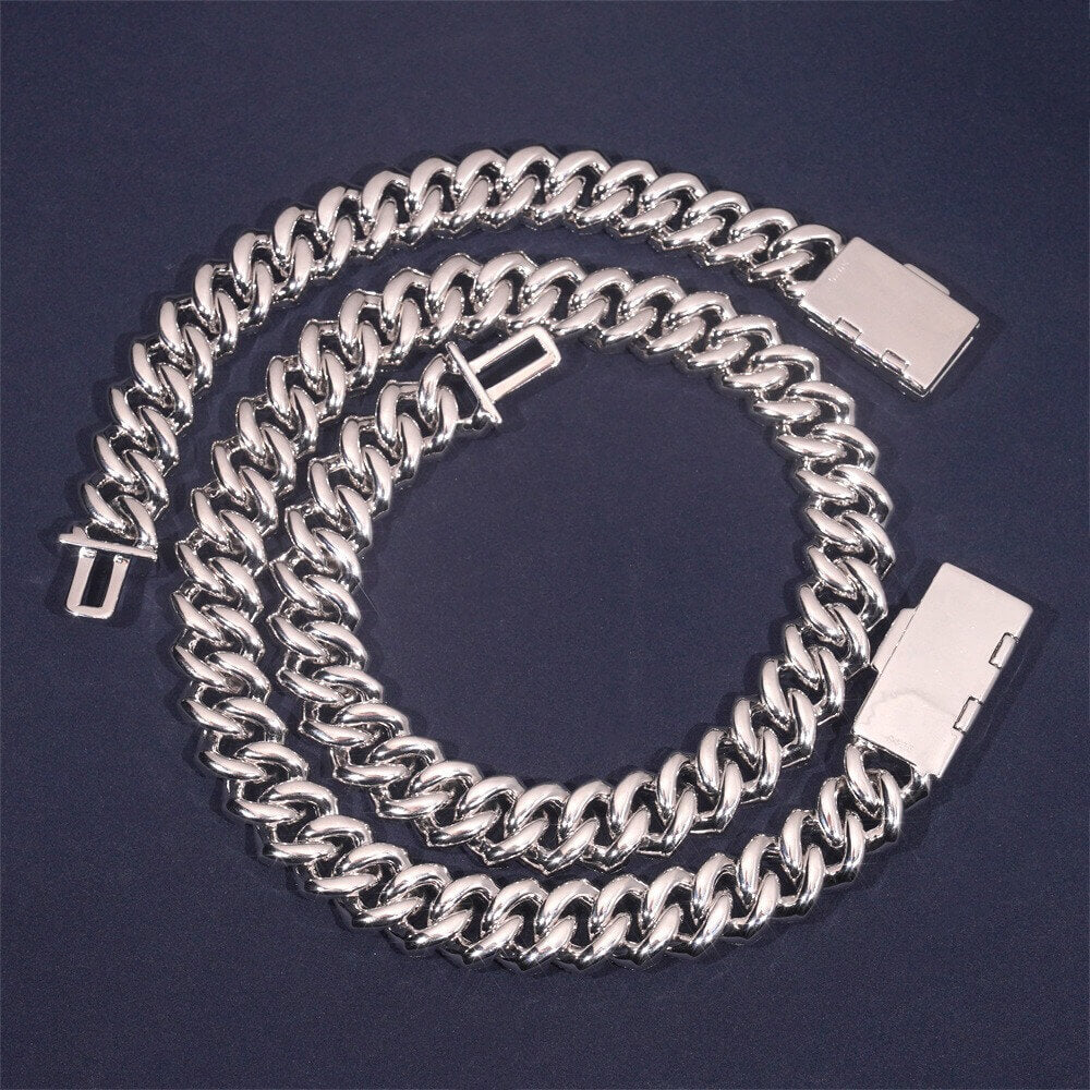 GL 15mm 4 Rows Cuban Link Chain Hiphop Iced Out 5A+ Diamond 14K Gold Plated