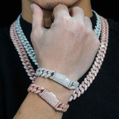 GL 13mm 925 Sterling Silver Zircon Cuban Chain
