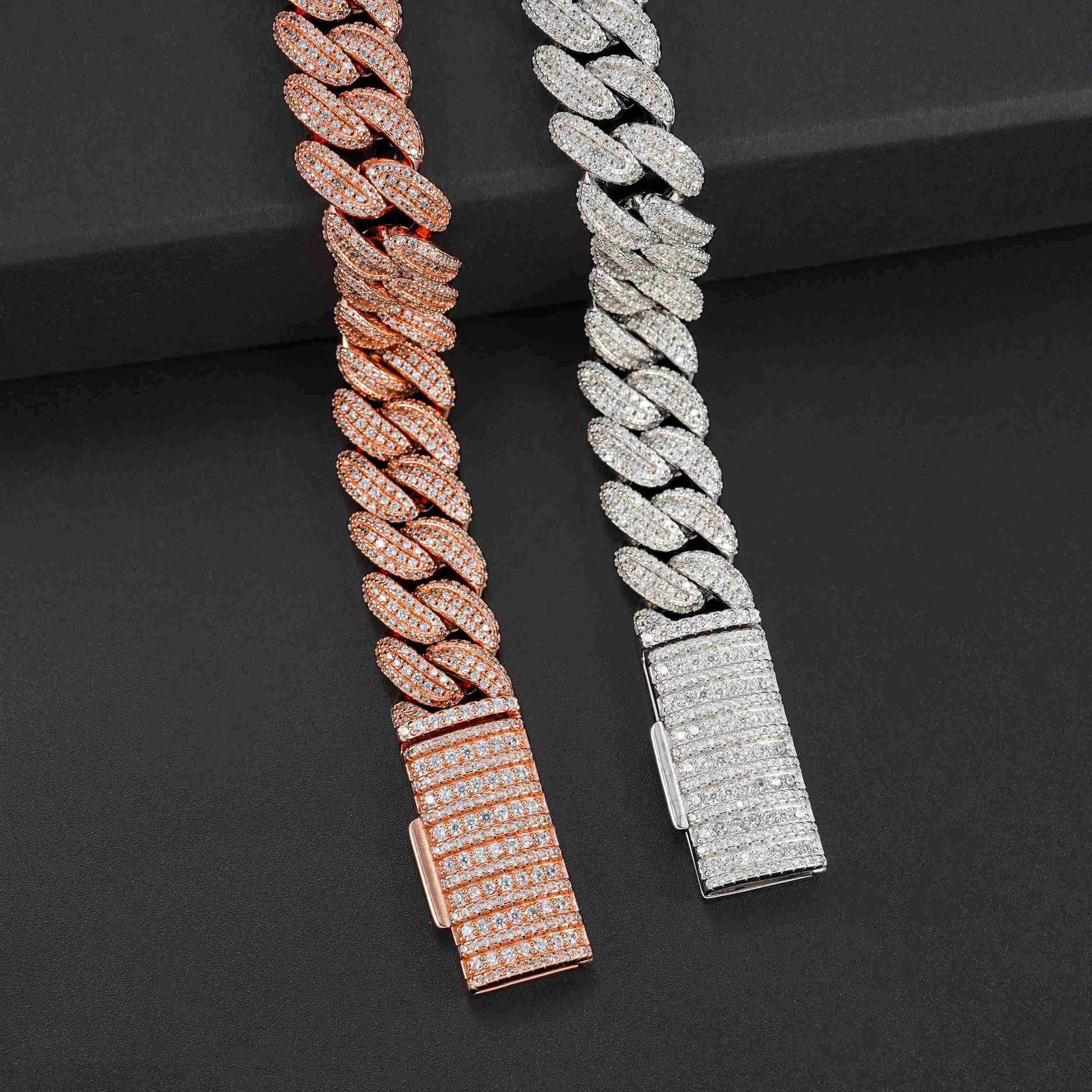 GL 13mm 925 Sterling Silver Zircon Cuban Chain