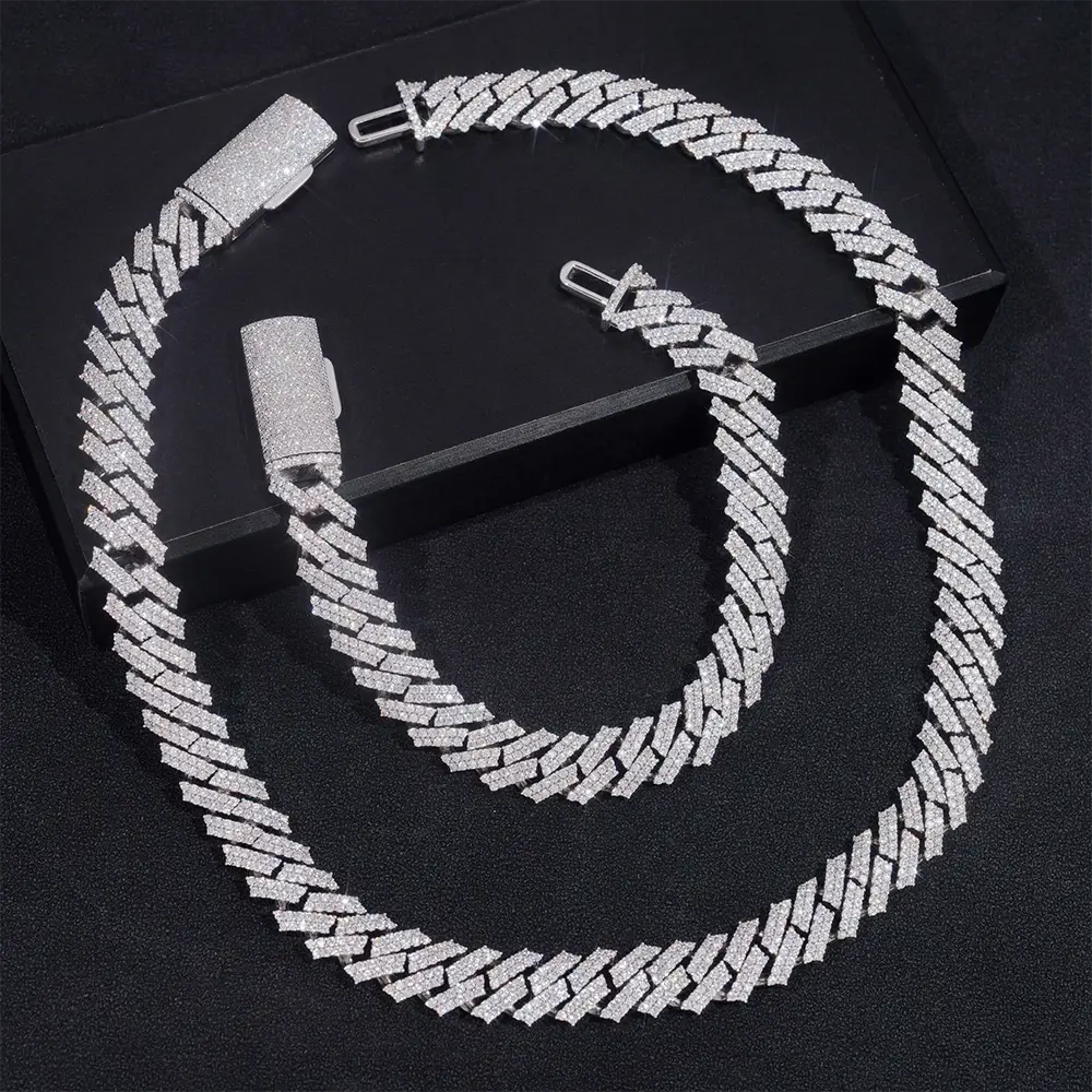 12MM 2 Rows VVS Moissanite Cuban Link Chain