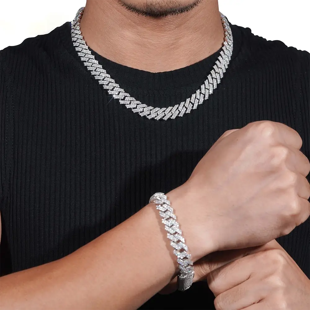 12MM 2 Rows VVS Moissanite Cuban Link Chain