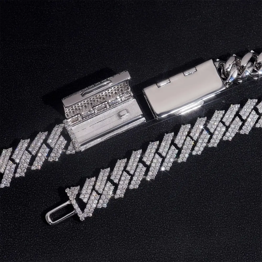 12MM 2 Rows VVS Moissanite Cuban Link Chain