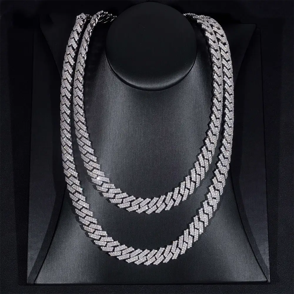 12MM 2 Rows VVS Moissanite Cuban Link Chain