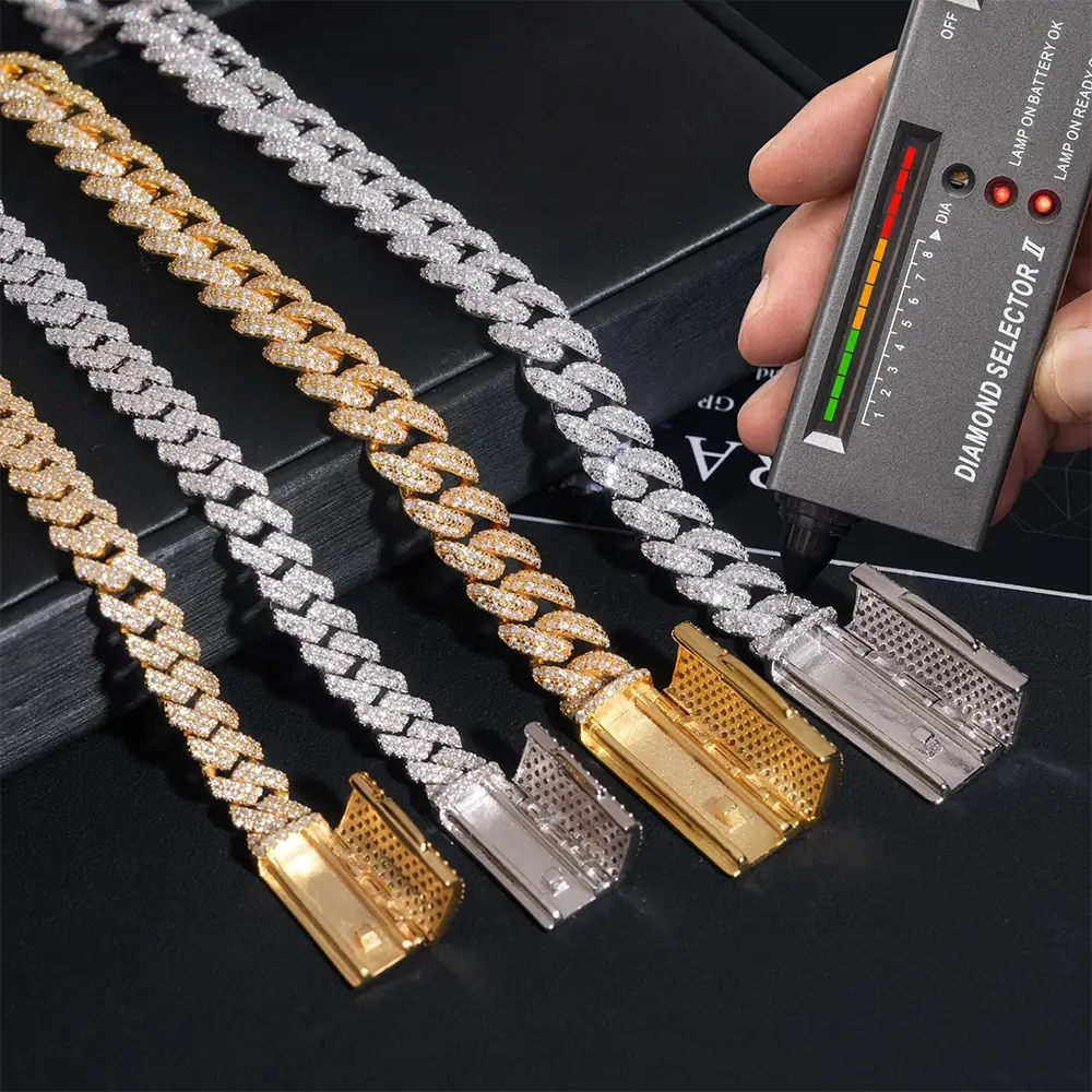 10MM 2 Rows Miami Hip Hop VVS Moissanite Cuban Chain