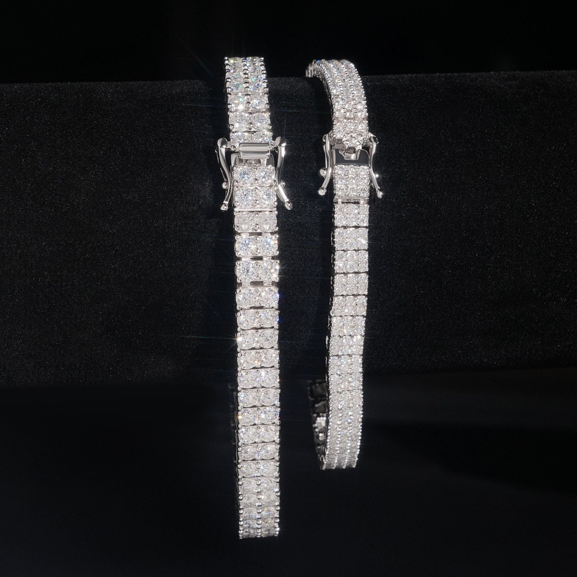 GL Iced Out S925 Silver Double Row Moissanite Diamond Tennis Necklace