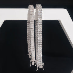 GL Iced Out S925 Silver Double Row Moissanite Diamond Tennis Necklace