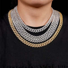 10MM 2 Rows VVS Moissanite Short Buckle Cuban Chain