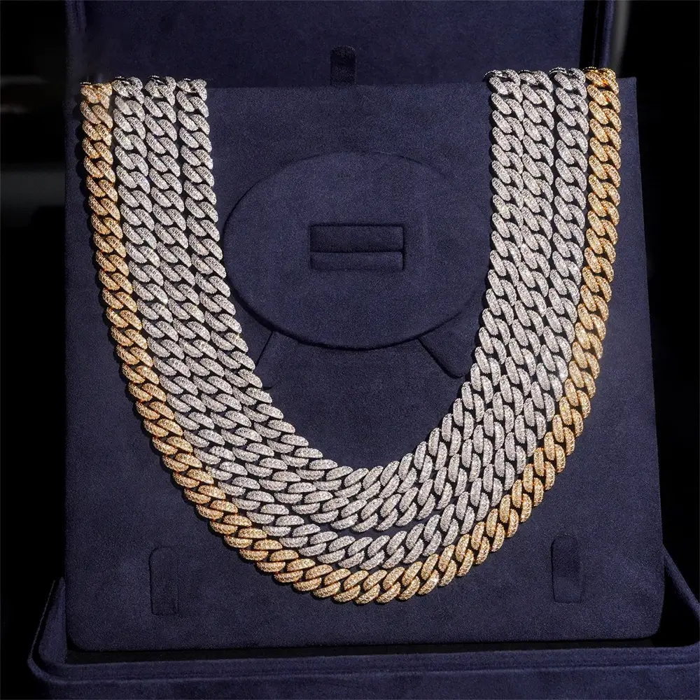 10MM 2 Rows VVS Moissanite Short Buckle Cuban Chain