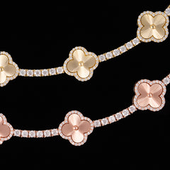 GL Laser Four Leaf Clover 925 Silver Moissanite 3mm Tennis Chain