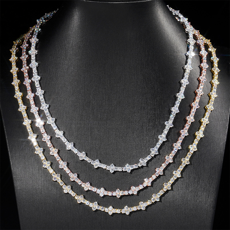 GL Mini Cross Silver VVS Moissanite Tennis Chain