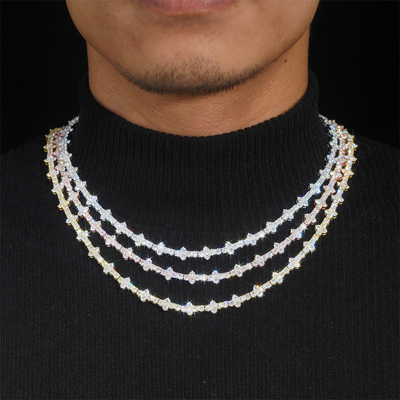 GL Mini Cross Silver VVS Moissanite Tennis Chain