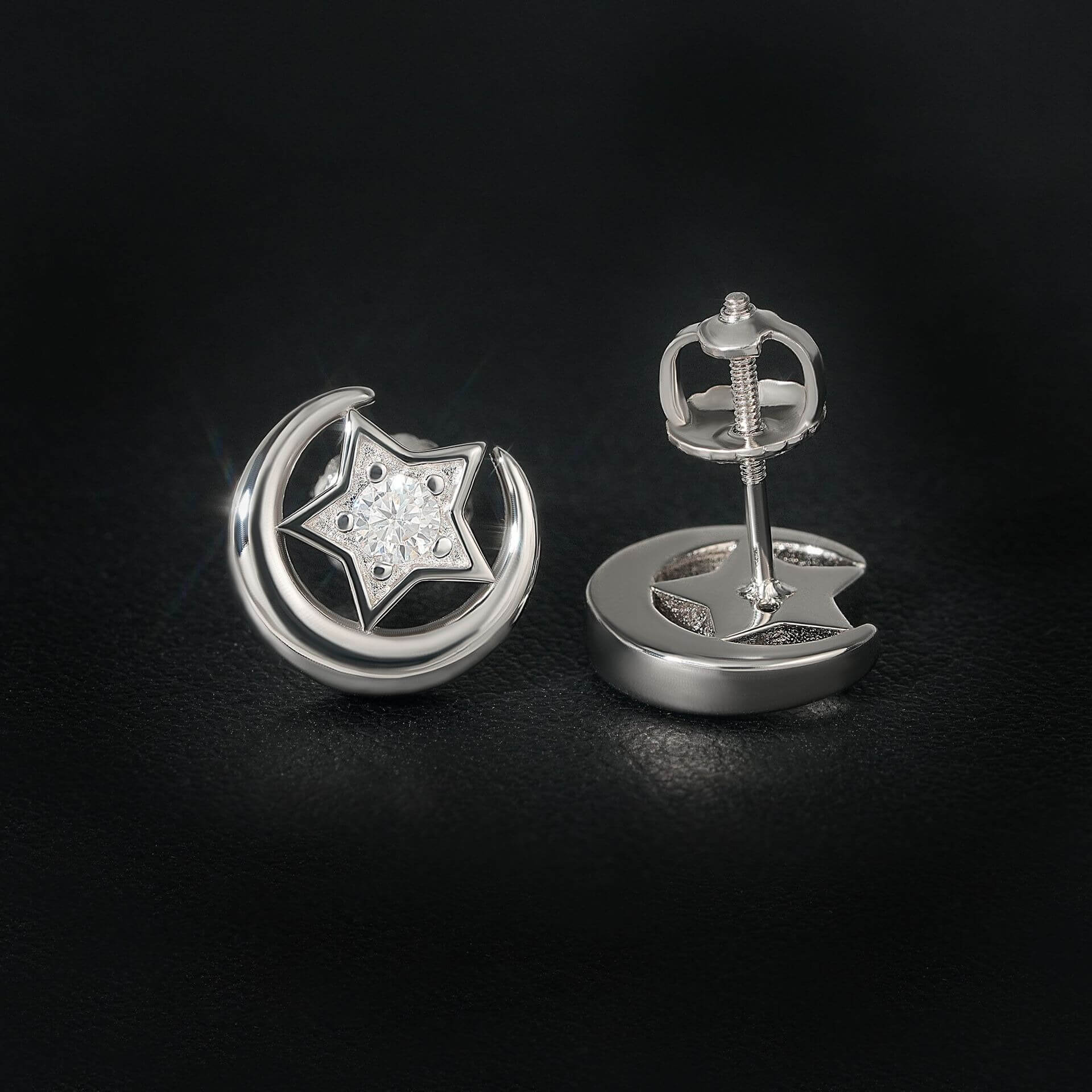GL  Moon Star Shiny Moissanite Diamond Earrings