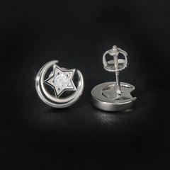 GL  Moon Star Shiny Moissanite Diamond Earrings