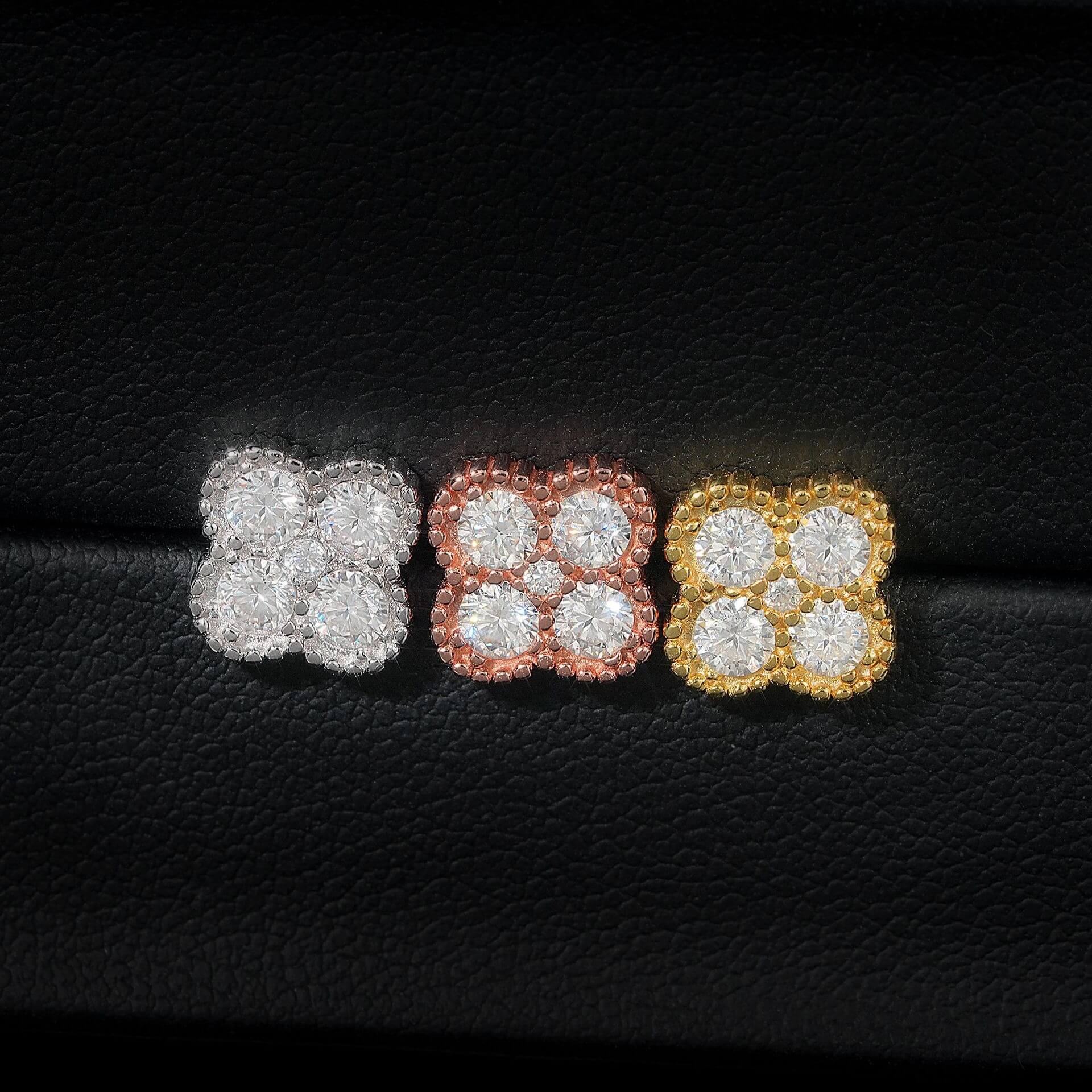GL Moissanite Diamond Clover Stud Earrings