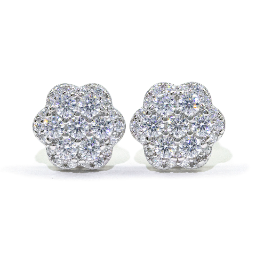 【US 3 Days Delivery】GL 9.2MM Full Moissanite lced Out Flower 16K Gold Plated Stud Earrings