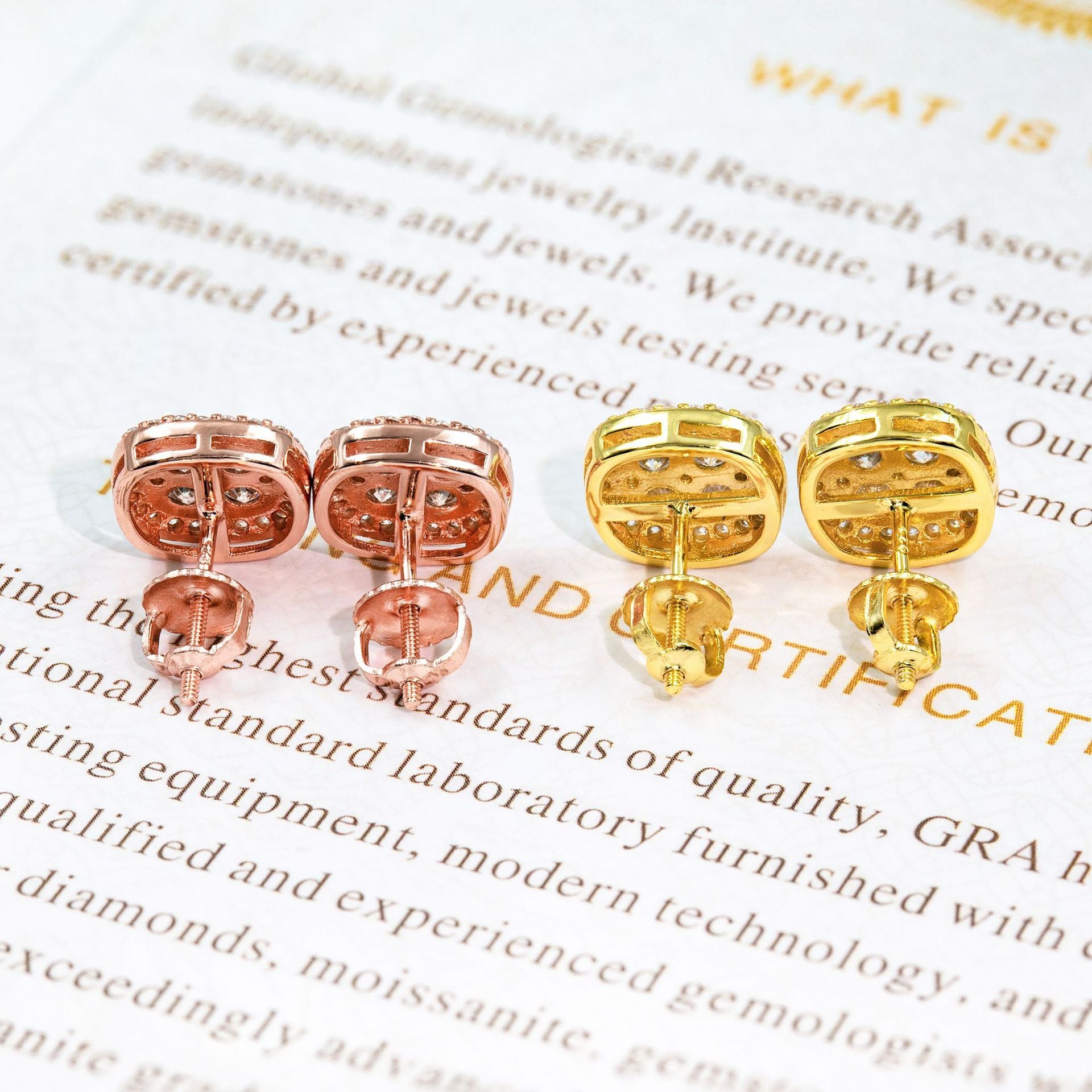 【US 3 Days Delivery】GL 10MM Mico Paved Full Moissanite  lced Out  Cushion Stud Earrings