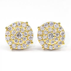 【US 3 Days Delivery】GL 10MM Mico Paved VVS Moissanite Round Stud Earrings