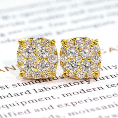 【US 3 Days Delivery】GL 10MM Mico Paved VVS Moissanite Squared Stud Earrings
