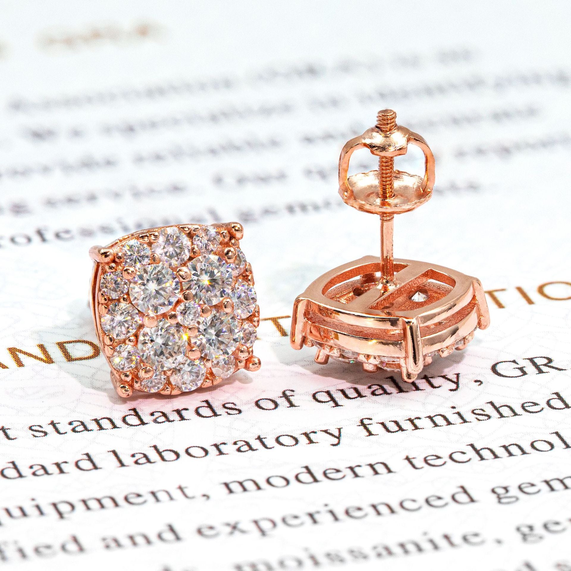 【US 3 Days Delivery】GL 10MM Mico Paved VVS Moissanite Squared Stud Earrings