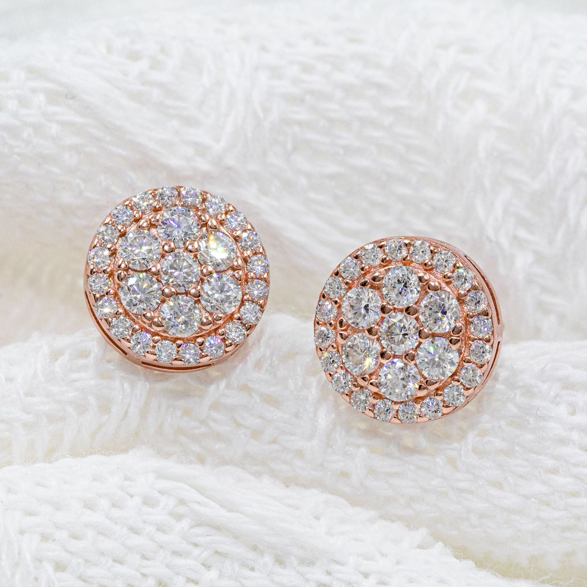 【US 3 Days Delivery】GL 10MM Mico Paved Full Moissanite lced Out  Round Stud Earrings