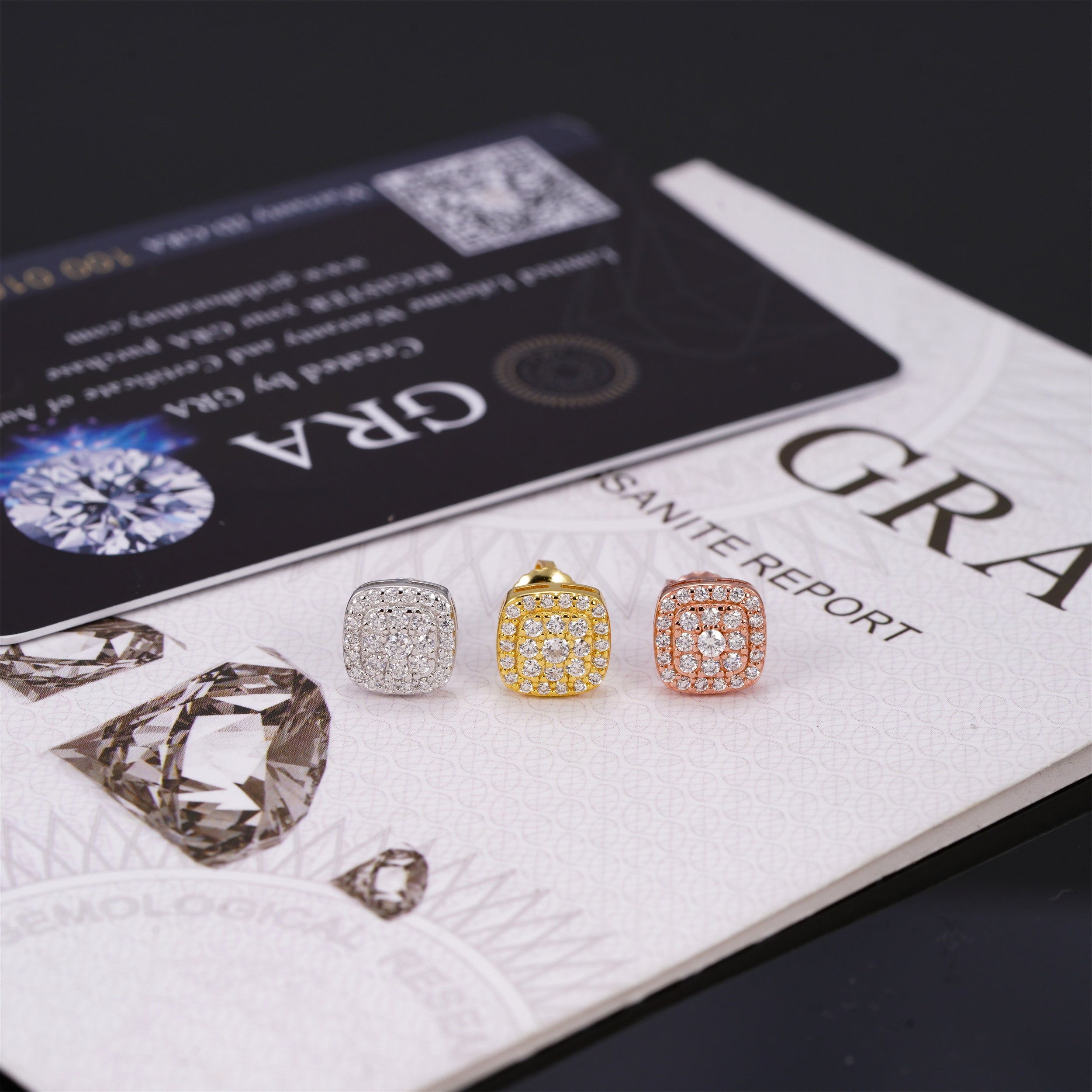 【US 3 Days Delivery】GL 8.2mm Square 925 Silver Moissanite Earrings