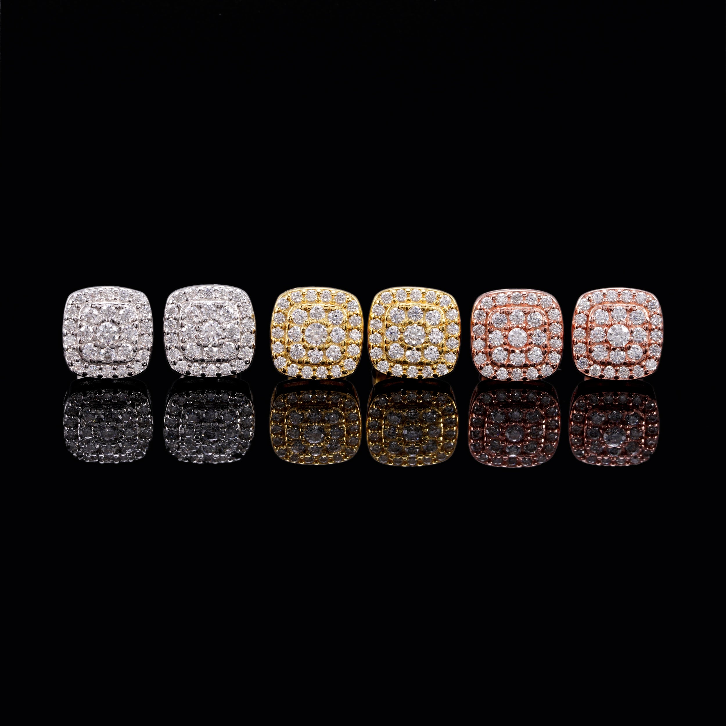 【US 3 Days Delivery】GL 8.2mm Square 925 Silver Moissanite Earrings