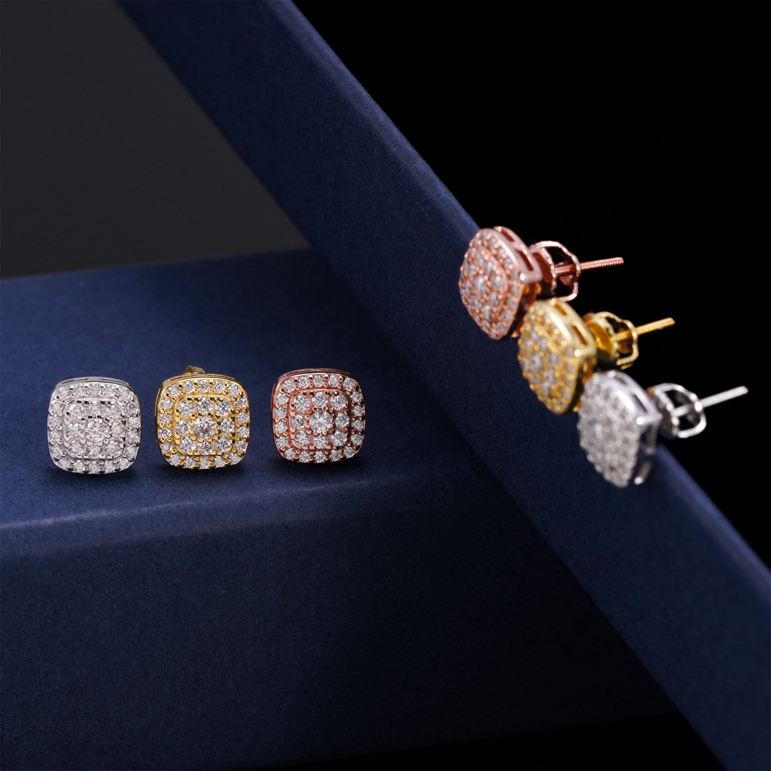 【US 3 Days Delivery】GL 8.2mm Square 925 Silver Moissanite Earrings