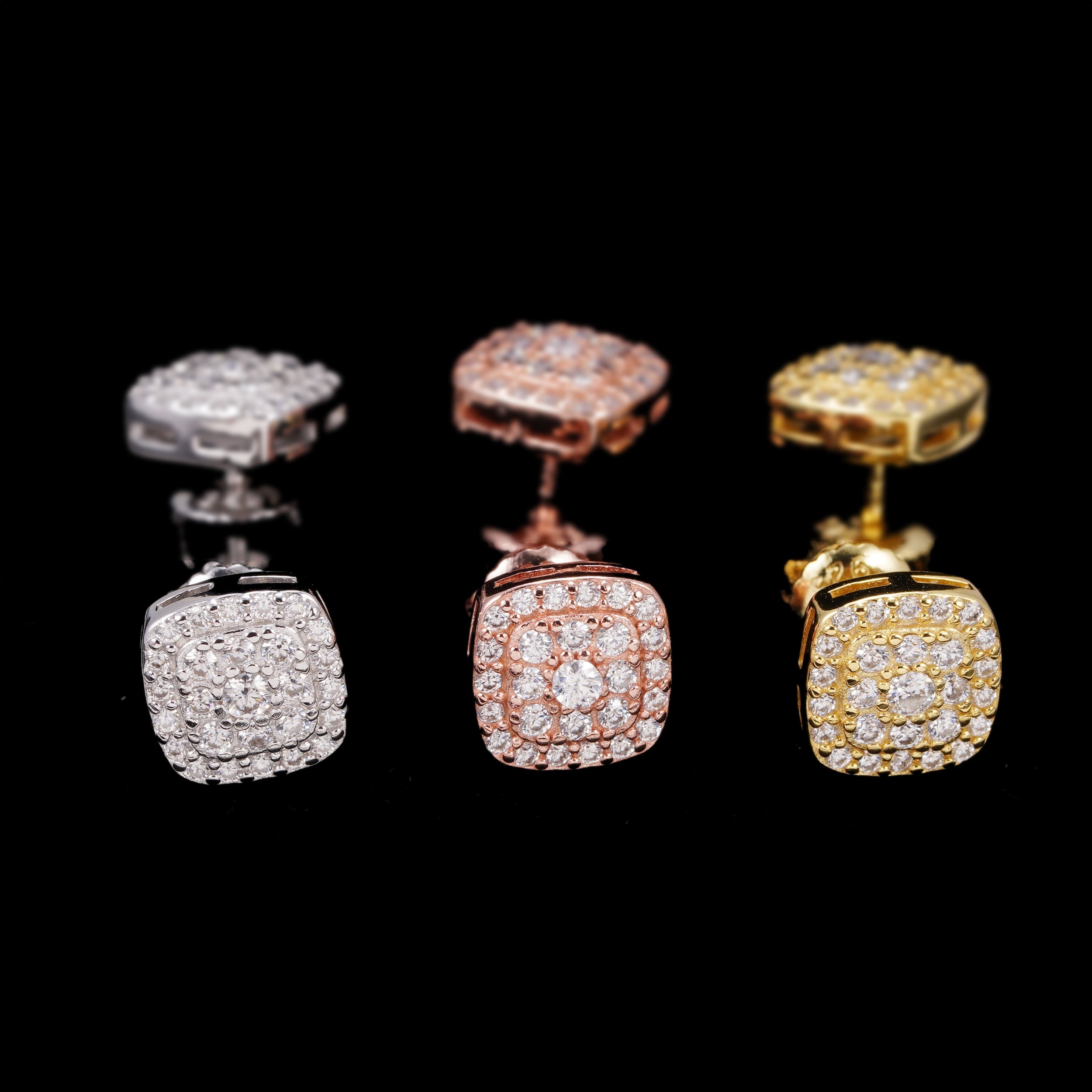 【US 3 Days Delivery】GL 8.2mm Square 925 Silver Moissanite Earrings