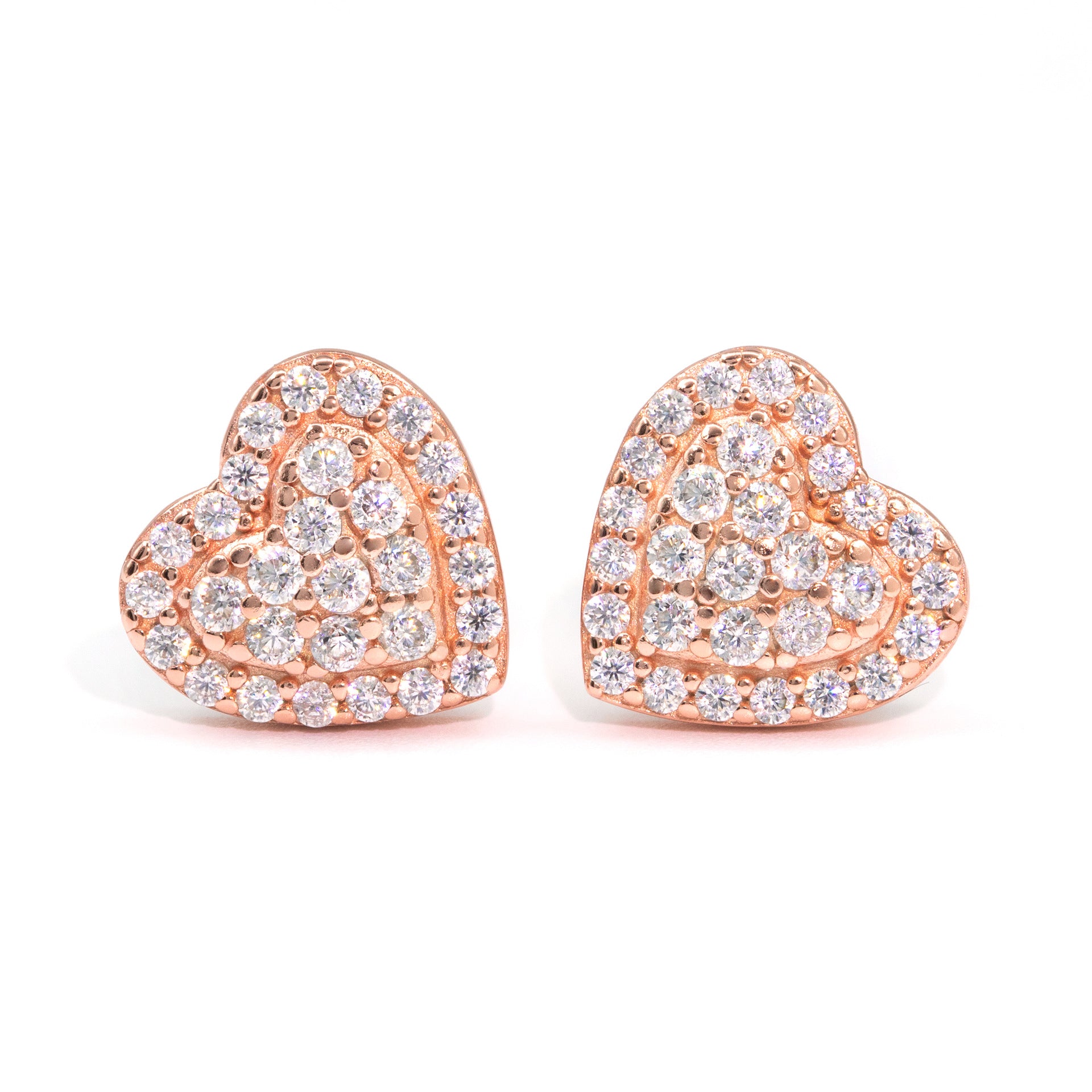 【US 3 Days Delivery】GL 10MM Micro Paved Moissanite lced Out Heart Stud Earrings