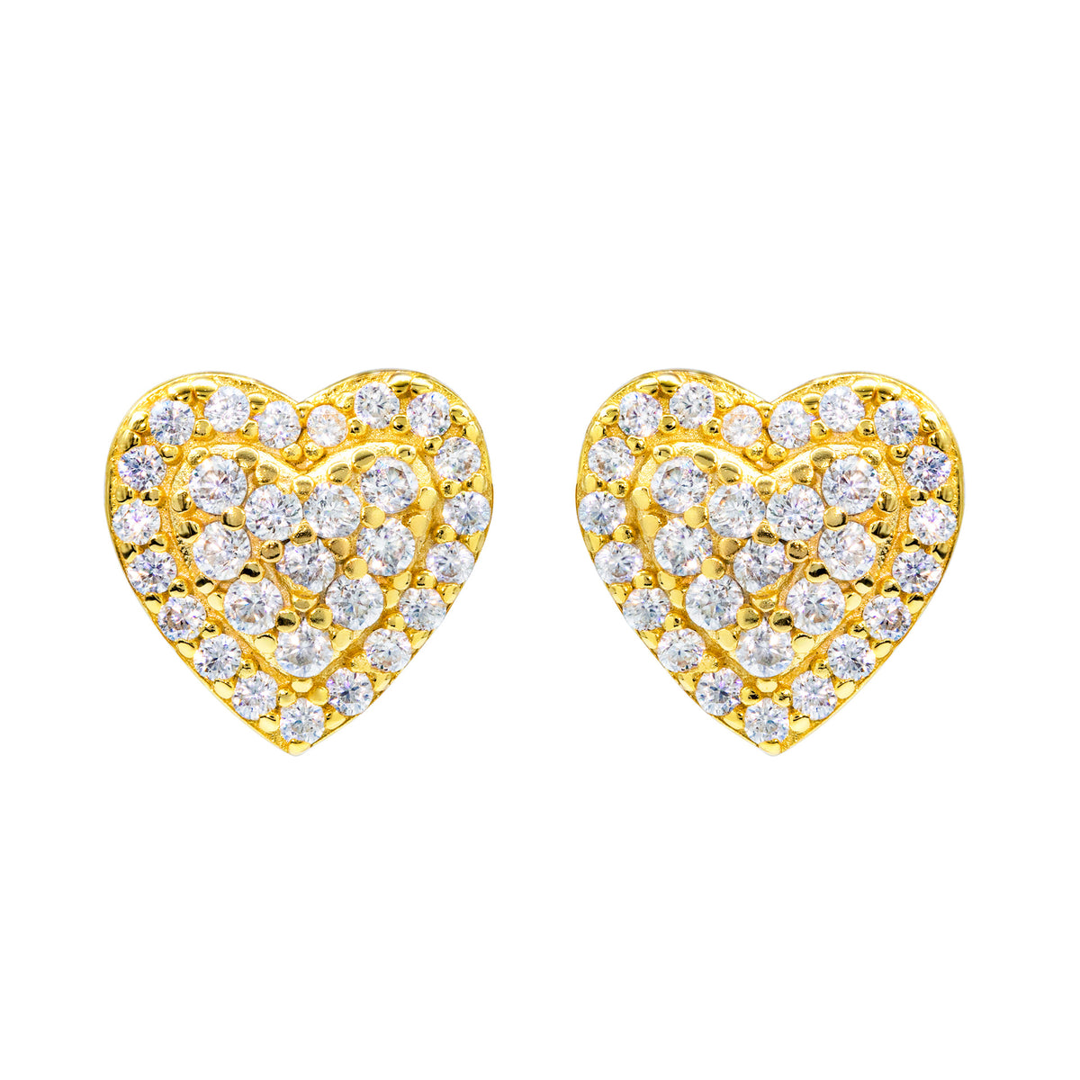 【US 3 Days Delivery】GL 10MM Micro Paved Moissanite lced Out Heart Stud Earrings