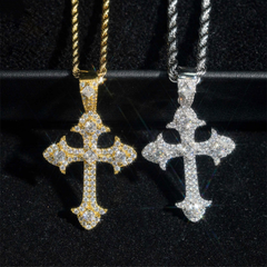 【US 3 Days Delivery】GL Iced Out Cross Princess Cut Moissanite Pendant