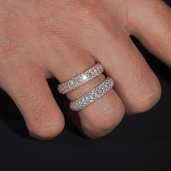 GL 3-Rows Vvs Moissanite Diamond Eternity Ring For Men Solid Silver Hip Hop Ring